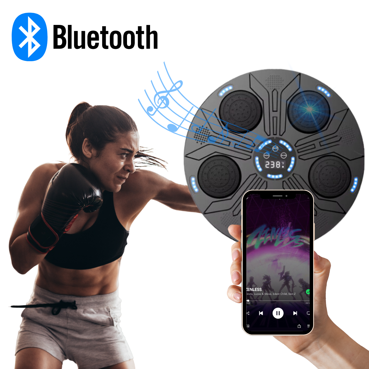 BOXFIT© - MÁQUINA DE BOXEO MUSICAL + GUANTES (OFERTA NAVIDAD🎄)