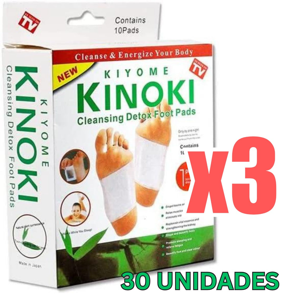 Parches Detox Nocturnos Kinoki Detox® Promo 3 Packs (30 unidades)